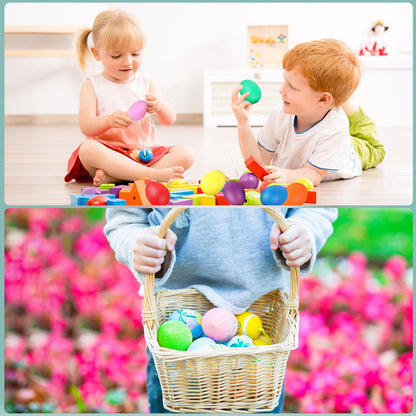 Augshy 14 PCS Plastic Egg Shakers Percussion Musical Egg Maracas Easter Egg Kids Toys (7 Colors)