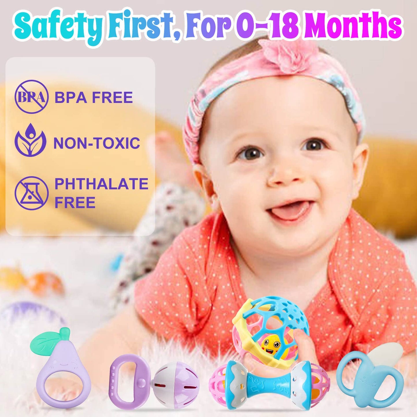 Baby Rattles 0-6 Months: Baby Toys Rattles for Babies 6-12 Months Infant Toys 0-3 Months Newborn Toys Teething Toys 3-6 Months - Baby Rattle Socks Baby Gifts for Boy Girl