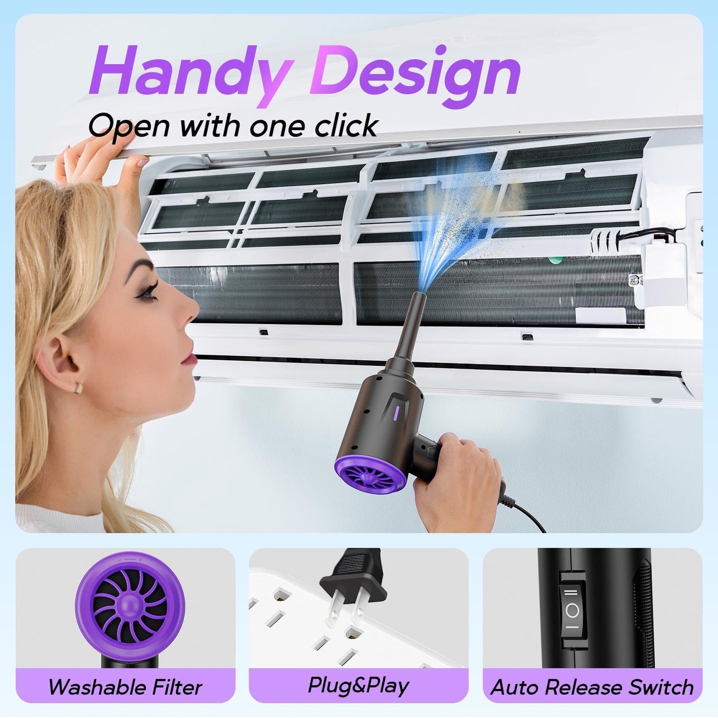 Goweto Electric Air Duster - Air Blower - Multi-Use Compressed Air Duster for Keyboard- Computer and PC - 5.74 oz Powerful Motor