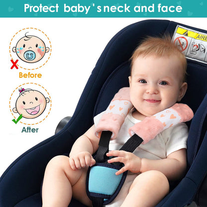 1 one enjoy 4 Packs Harness Pads Baby Car Seat Strap Covers, Universal Baby Belts Pads Shoulder Covers for Newborns Car Seats, Pushchair, Stroller 15 x 5cm