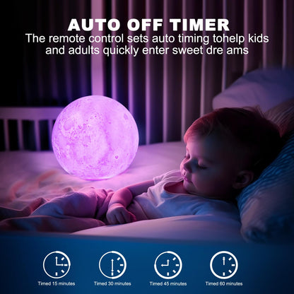 GROPINFLY Moon Lamp, Sliding Control Moon Night Light, Kids Night Light, 16 Colors Moon Light with Unique Stand, Remote&Sliding Control, Timing, USB Rechargeable, Gift for Kid Friend Lover, 6 in