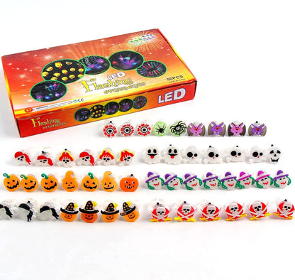 DERAYEE Halloween LED Rings for Kids, 50Pcs Light Up Ring Toys Halloween Party Favors Flash Finger Lights Glow in The Dark Treats Goodie Bag Fillers