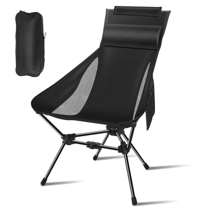 JITOOW Camping Chairs, Portable Camping Chair with Headrest and Storage Bag, Lightweight Foldable Chair for Outside Camping, Hiking, Travel, Beach and Sports