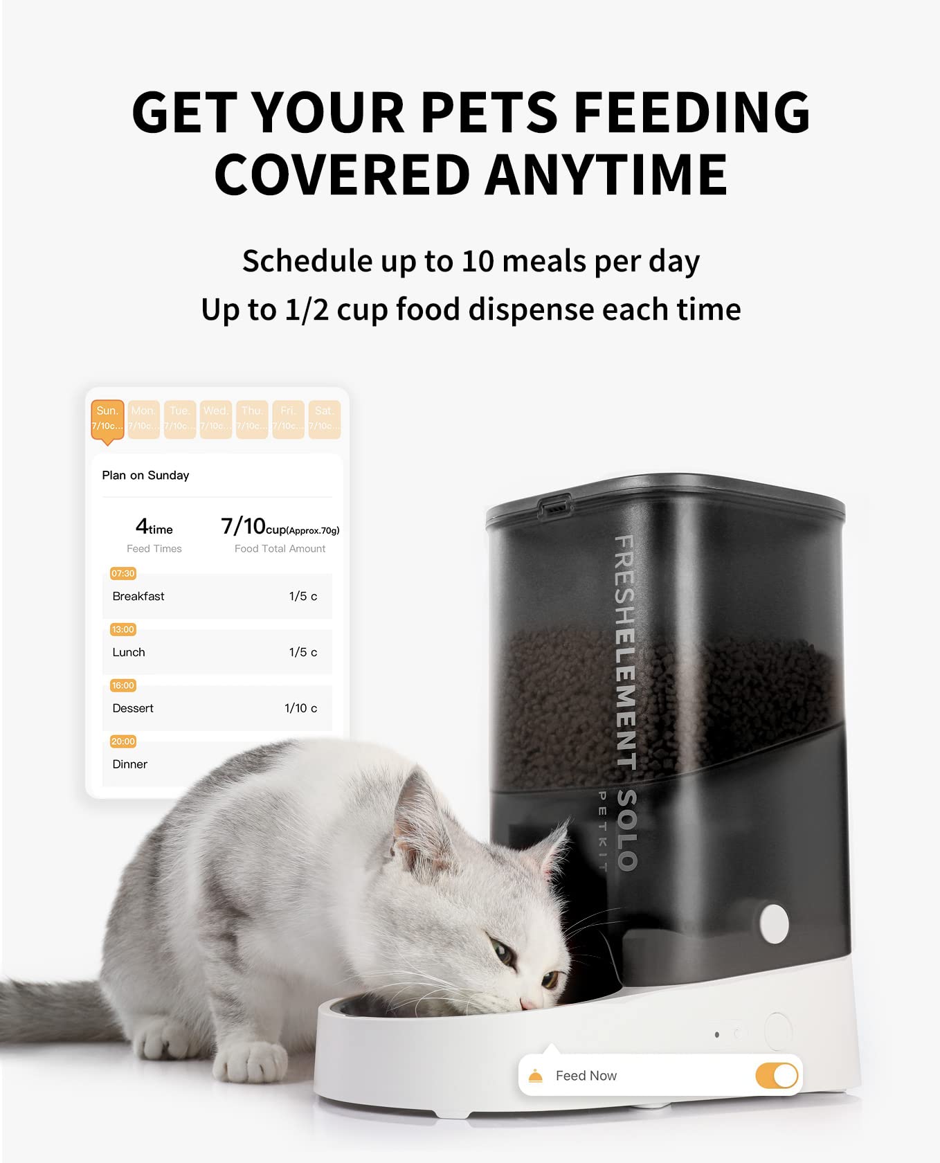 PETKIT Automatic Cat Feeder, 2.4G WiFi Automatic Dog Feeder, App Control Pet Food Dispenser with Triple Fresh-Lock System, Up to 10 Meals Per Day, Schedule Feeding, Food Shortage Alert, 3L Capacity