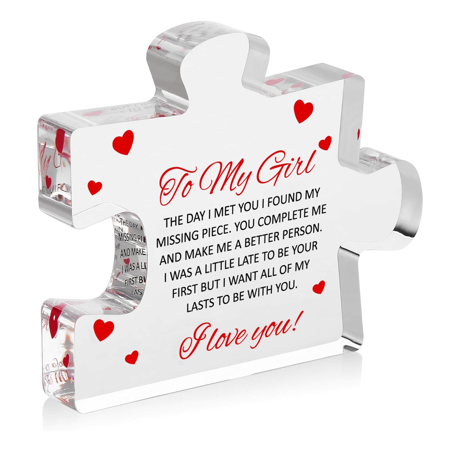 Engraved Acrylic Block Puzzle - Sentimental Gift for Her - Valentine's Day & Fiance Birthday Gift