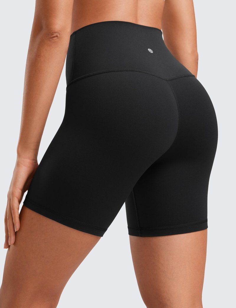 CRZ YOGA ButterLuxe Biker Shorts 6" - High Waisted Workout Running Volleyball Spandex Yoga Womens Black Small