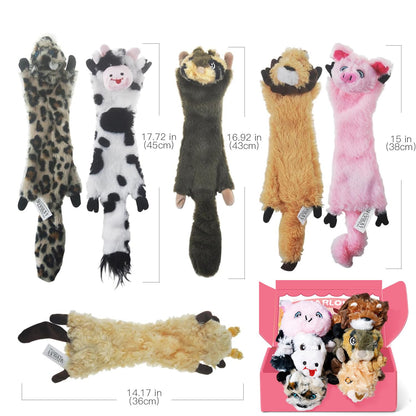 SHARLOVY Dog Squeaky Toys No Stuffing 6 Pack Dog Toys Crinkle Dog Toys for Small Dogs Durable Dog Chew Toys Plush Cute Animals Natural Puppy Toys for Teething Pet Toys Squeak