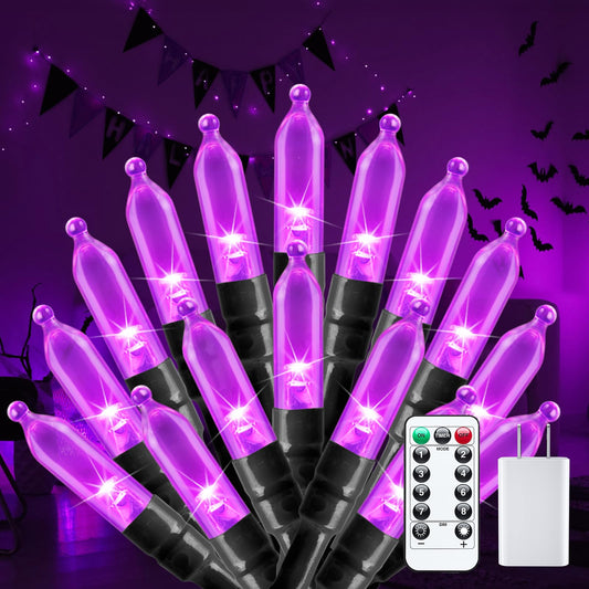 Halloween-Lights-Indoor, 100 LED 39 FT Purple Mini String Light Twinkle Lights USB with Remote & Adapter, Waterproof Tree Lights for Haunted House Window Holiday Party Xmas Christmas Decorations