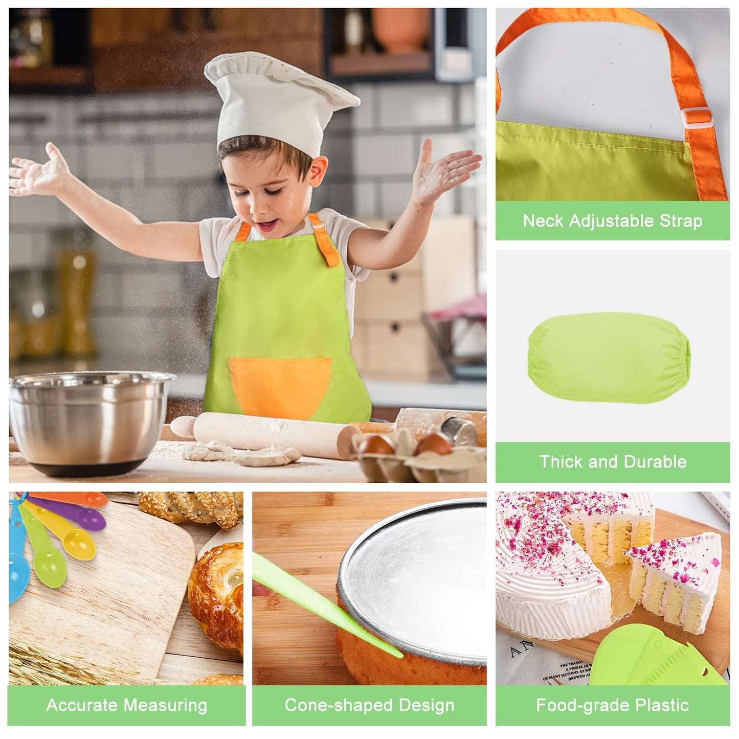 50PCS Kids Kitchen Cooking Set - Crocodile Wooden Kid Safe Knife Cutting Board Apron Gloves Fruit Vegetable Crinkle Cutters Peeler Serrated Edges Plastic Toddlers Knives, Kids Knifes for Real Cooking