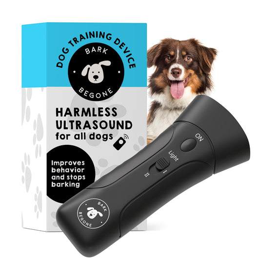 Bark Begone 2023 Ultrasonic Dog Bark Deterrent & Behavior Corrector - Stop Barking, Jumping, Aggression Without Yelling - Just Point & Press! Backed by Kevin Harrington from Shark Tank
