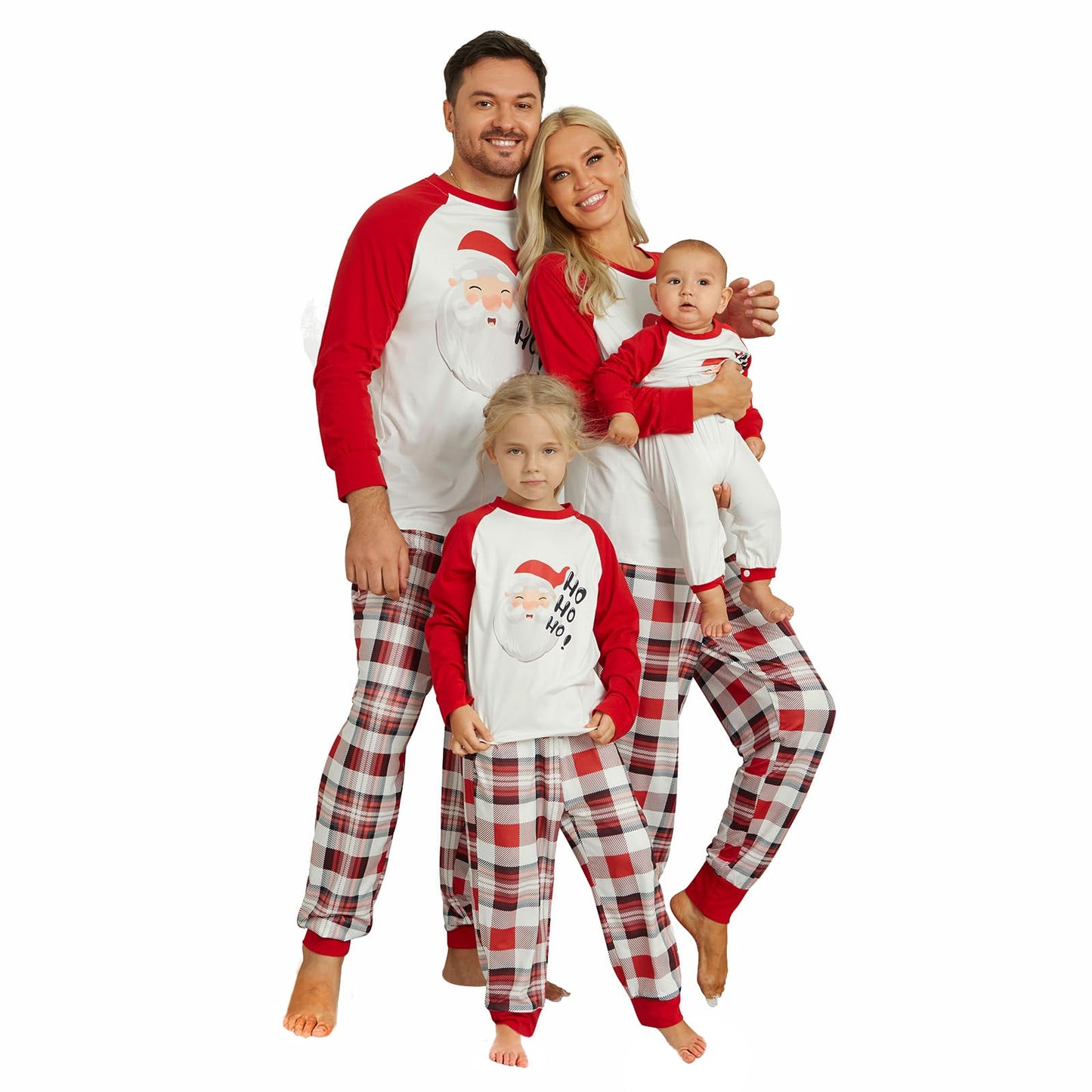 Honwenle Family Christmas Pajamas Matching Sets Soft Long Sleeve Family Christmas Pjs Sleepwear Holiday Lounge Set