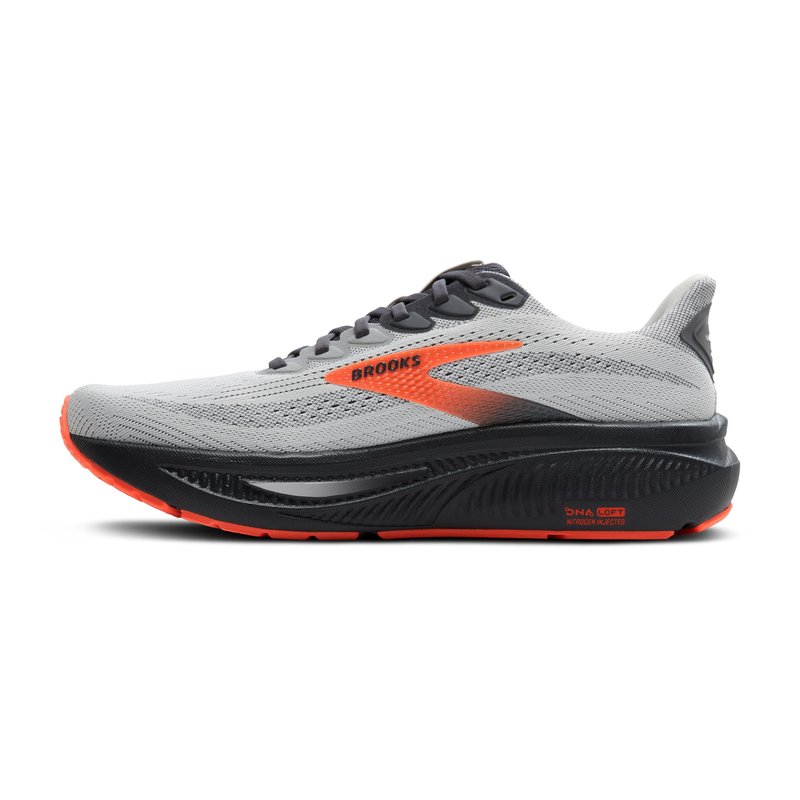 Brooks Men’s Ghost 17 Neutral Running Shoe - Oyster Mushroom/Orange/Ebony - 10 Wide