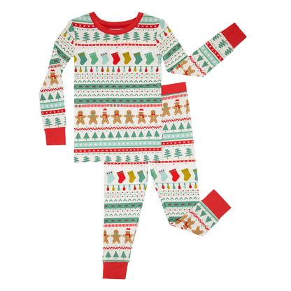 Little Sleepies Two-Piece Kids Christmas Pajamas Set for Boys & Girls, Viscose from Bamboo, Family Matching Christmas PJs, Fair Isle, 3T