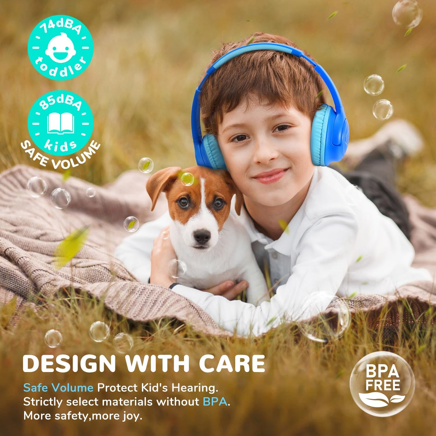 iClever Kids Wireless Headphones with LED Lights, BTH18 Safe Volume 74/85dBA, 43H Playtime, Stereo Sound, Type-C, AUX Cable, Bluetooth5.3 Over Ear Kids bluetooth Headphones for Tablet/Travel