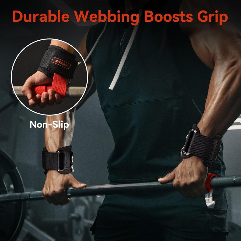 Weight Lifting Straps - Neoprene Padded D-Ring Wrist Support for Cable Machine Workouts | Non-Slip Design for Men & Women