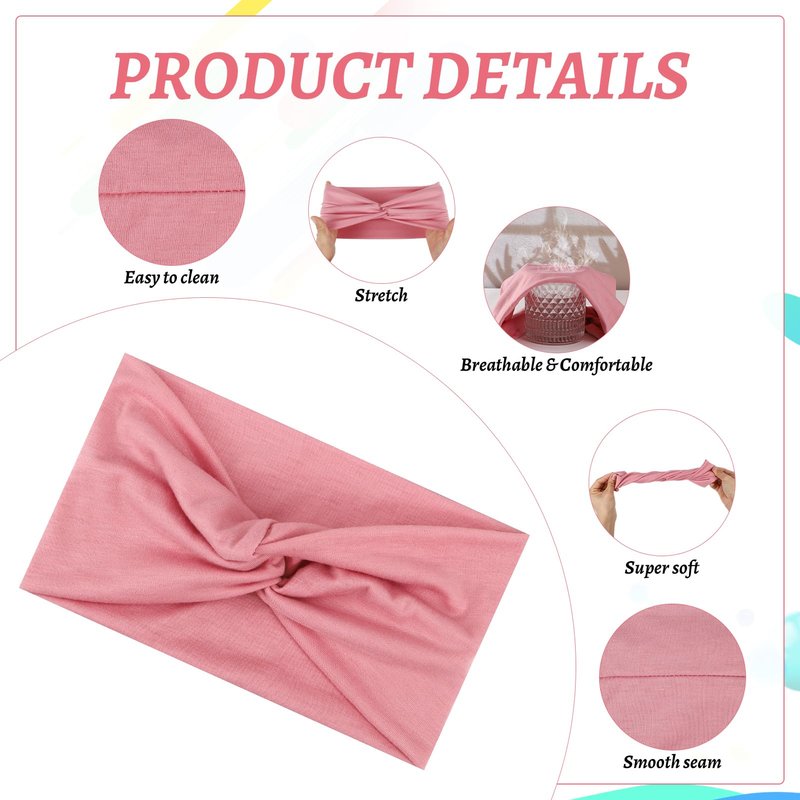 ZhouBoat 9 Pcs Stretchy Headbands for Women Non Slip Wide Elastic Head Bands Soft Twist Knotted Headbands Sports Sweat Bands for Daily Life Spa Yoga Workout Running Gym