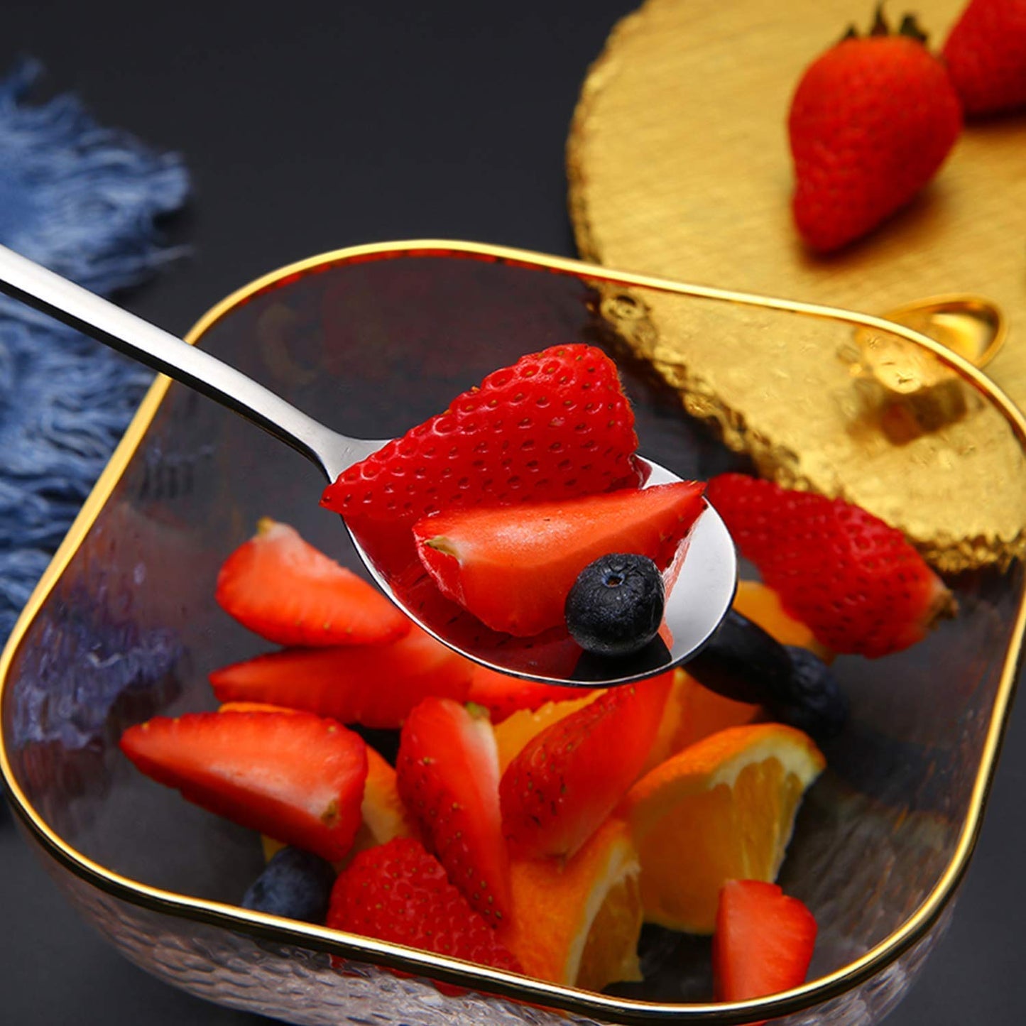 IQCWOOD Spoons, 8 Pieces Korean Spoon, 8.5 Inch Stainless Steel Table Soup Spoons with Long Handles for Home, Kitchen, or Restaurant Flatware Set