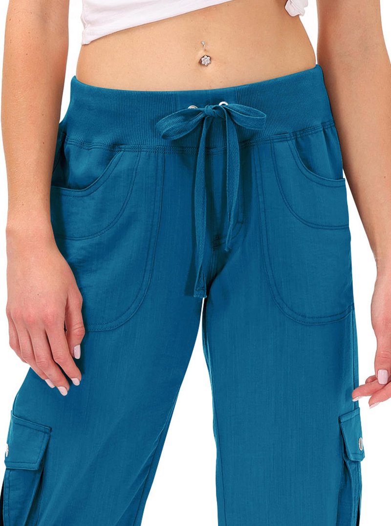 MoFiz Capri Pants for Women Cargo Hiking Pants Lightweight Women's Capris Summer Casual Travel Blue 3XL
