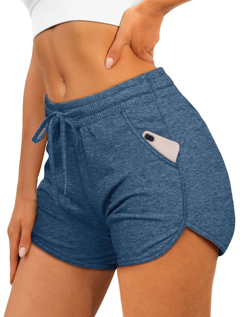 Womens Athletic Shorts Casual Summer Clothes Navy Blue M