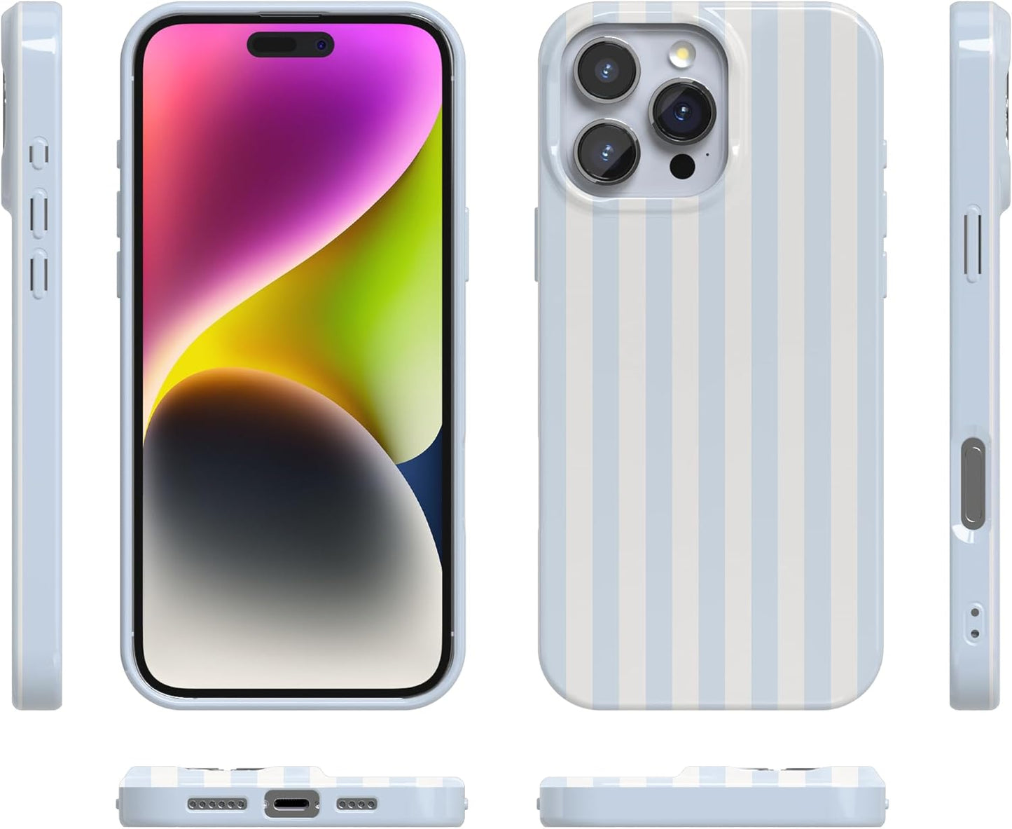 Casely iPhone 16 Pro Max Case | Blue Stripes | Sunday Best | Classic Ultra Slim Design | Compatible with MagSafe