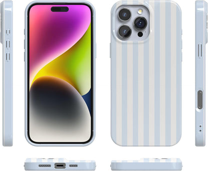Casely iPhone 16 Pro Max Case | Blue Stripes | Sunday Best | Classic Ultra Slim Design | Compatible with MagSafe