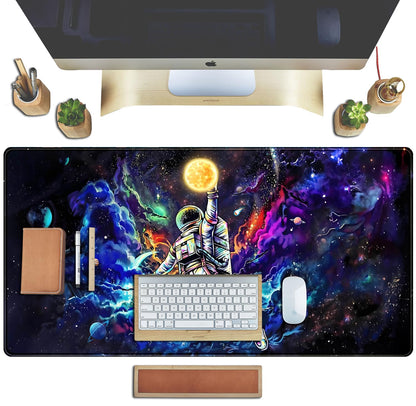 Astronaut Desk Space Mouse Pad for Boys - Galaxy Gaming Mouse Pad, 31.5x15.7in, Stitched Edges