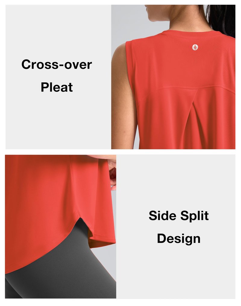 SANTINY Women's Sleeveless Workout Tops Breathable Lightweight Active Tennis Yoga Shirts Athletic Running Tank Tops for Women (Red_S)