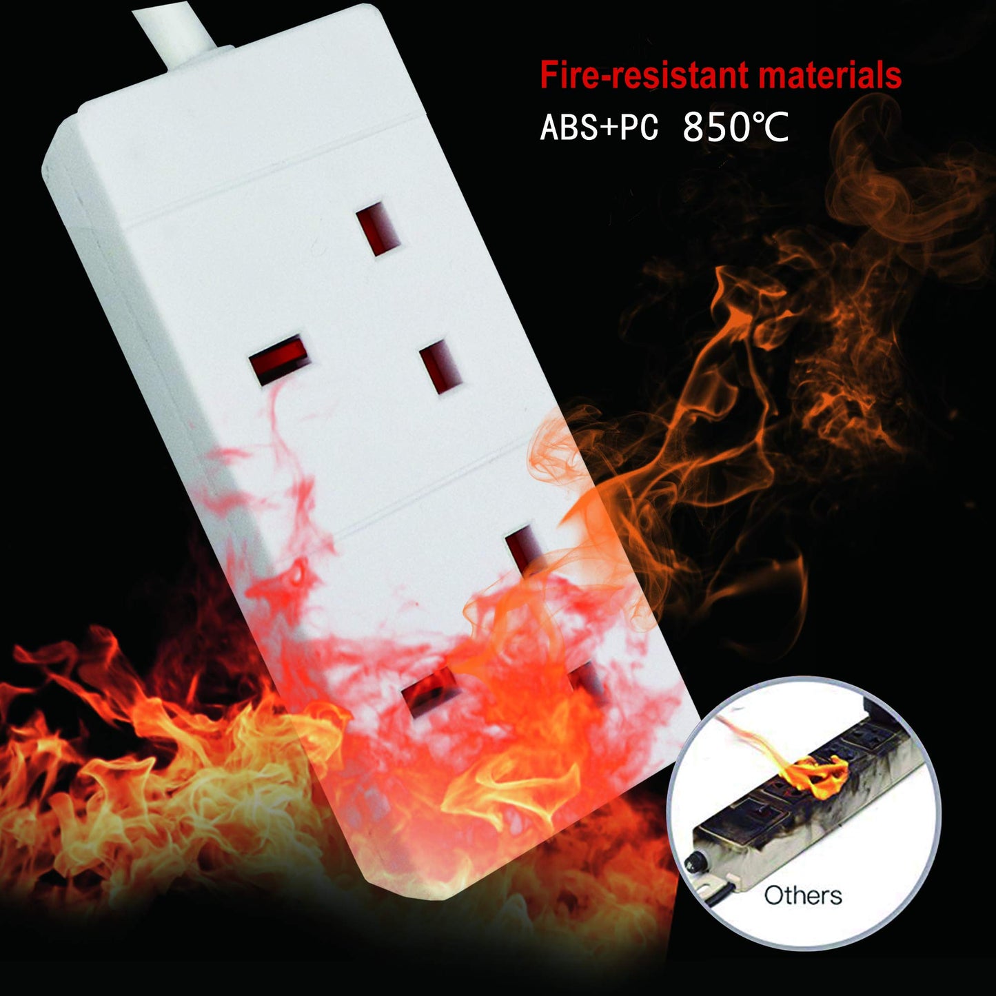 ExtraStar 2 Way Extension Lead, 13A Fused UK Plug Extension Socket, 1M Extension Cable Power Strip - White