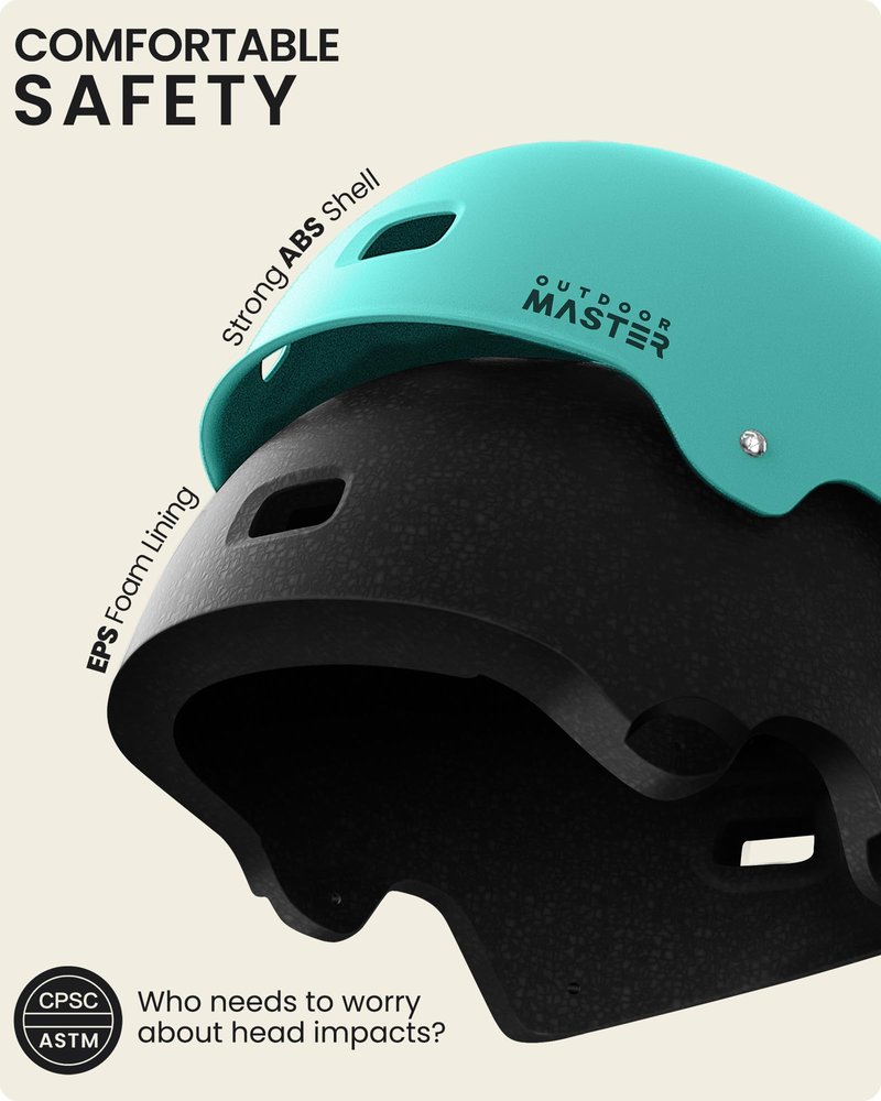 OutdoorMaster Skateboard Cycling Helmet - Two Removable Liners Ventilation Multi-Sport Scooter Roller Skate Inline Skating for Kids, Youth & Adults - M - Mint Green