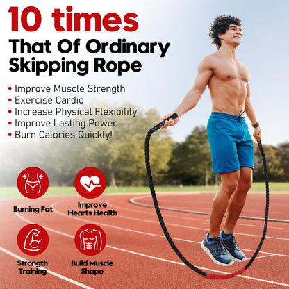 Jump Rope, 3LB Weighted Jump Rope for Fitness, 9.8ft Heavy Jumping Ropes for Exercise, Adult Workout Rope for Men & Women Improve Strength, Skipping Rope for Gym Training, Home Workout