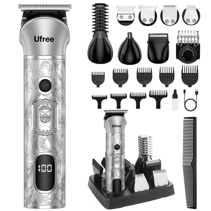 Ufree Beard Trimmer for Men, Electric Razor Shaver, Cordless Hair Clipper Shaving Kit for Mustache Body Nose Ear Hair Facial, Adjustable Beard Grooming Kit Birthday Gifts for Men