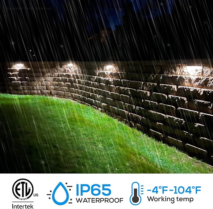 LEONLITE 5CCT 12 Inch Hardscape Lighting Low Voltage LED Swivel, 2200K/2700K/3000K/4000K/5000K Selectable, Retaining Wall Light, 12V, 7W, LED Hardscape Light, Paver Step Lights, ETL Listed, Pack of 4