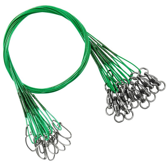 AMYSPORTS Saltwater Steel Fishing Leader Wire Stainless Swivel Fishing Leader Freshwater High Strength Wire Leader Lure Black Nickel #1 50lb 9.8in 20pcs