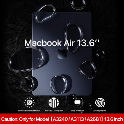 Compatible for MacBook Air 13.6 inch Case M4 M3 M2 2025 2024-2022 Release Model A3240 A3113 A2681, Sturdy Protective Plastic Hard Shell Case Cover for MacBook Air M2 13 inch - Midnight Clear