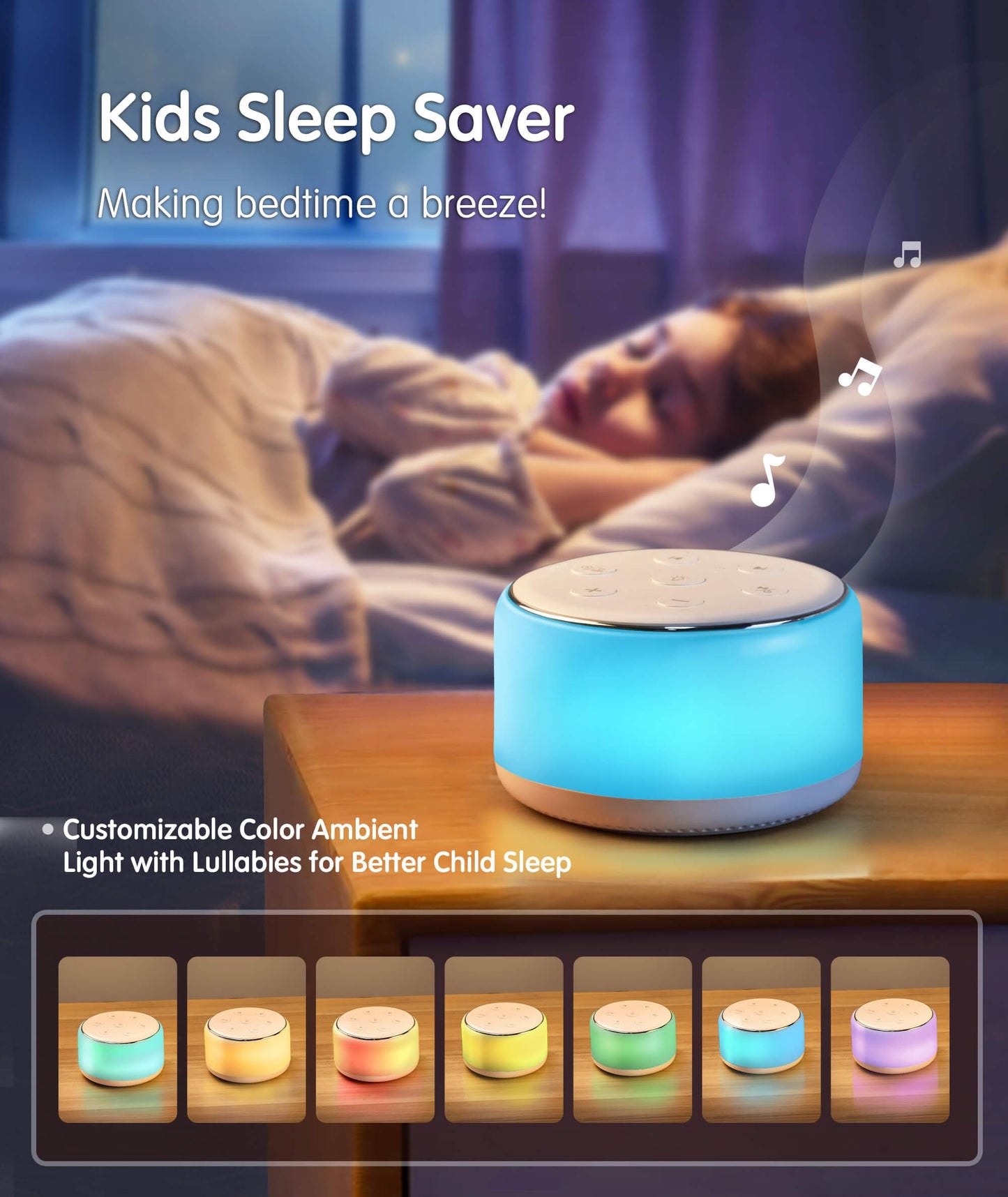 FamiSym White Noise Sound Machine Baby for Sleeping with Night Light – 34 Soothing Sounds, Rechargeable White Noise Machine for Kids Adults Sleep, Portable Lullaby Machine Baby Soother