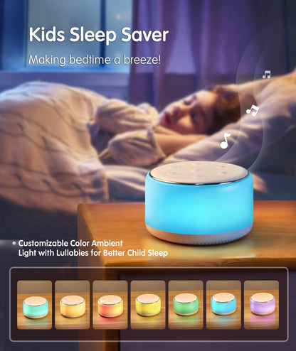FamiSym White Noise Sound Machine Baby for Sleeping with Night Light – 34 Soothing Sounds, Rechargeable White Noise Machine for Kids Adults Sleep, Portable Lullaby Machine Baby Soother