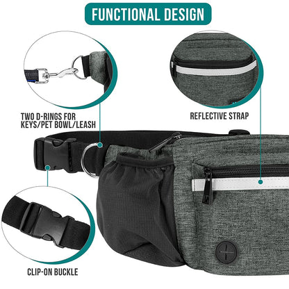 PetAmi Dog Fanny Pack, Treat Pouch for Dog Walking, Training, Built in Poop Bag Dispenser, Water Bottle Holder, Collapsible Bowl, Pet Treat Waist Belt for Hiking, Running, Kibbles (Camo Black)