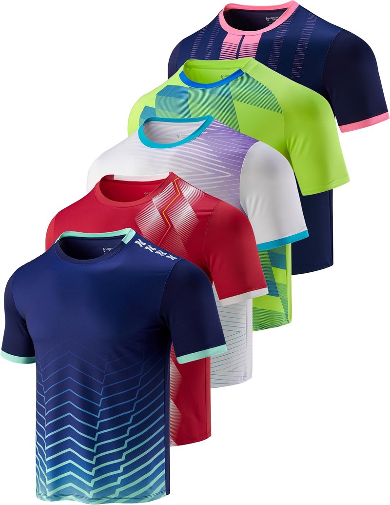 5 Pack Men’s Active Quick Dry Crew Neck T Shirts | Athletic Running Gym Workout Short Sleeve Tee Tops Bulk (Set 13, 3X-Large)