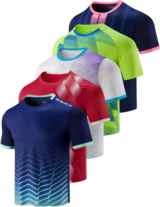 5 Pack Men’s Active Quick Dry Crew Neck T Shirts | Athletic Running Gym Workout Short Sleeve Tee Tops Bulk (Set 13, 3X-Large)