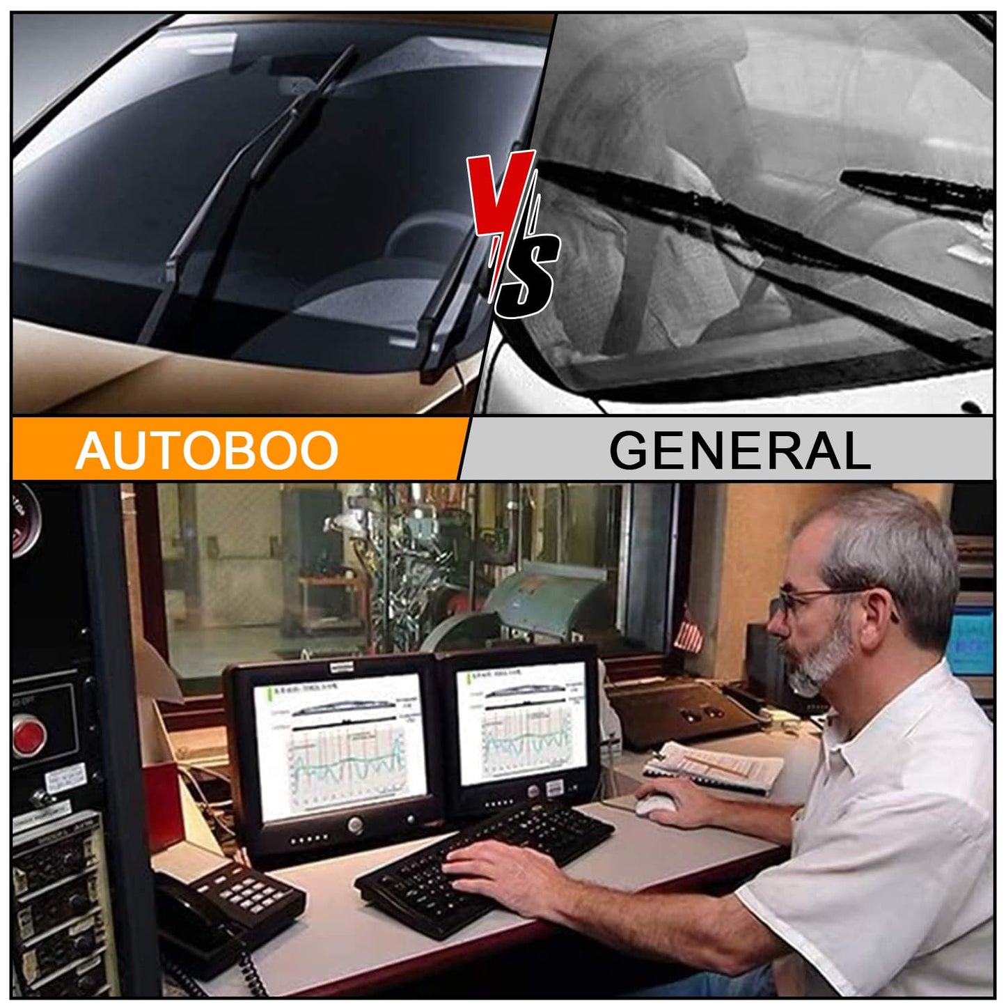 AUTOBOO 13" and 13" Windshield Wipers Blades (Pack Of 2),OEM Quality Premium All-Seasons Wiper blades,Stable and Quiet Armor wiper blades