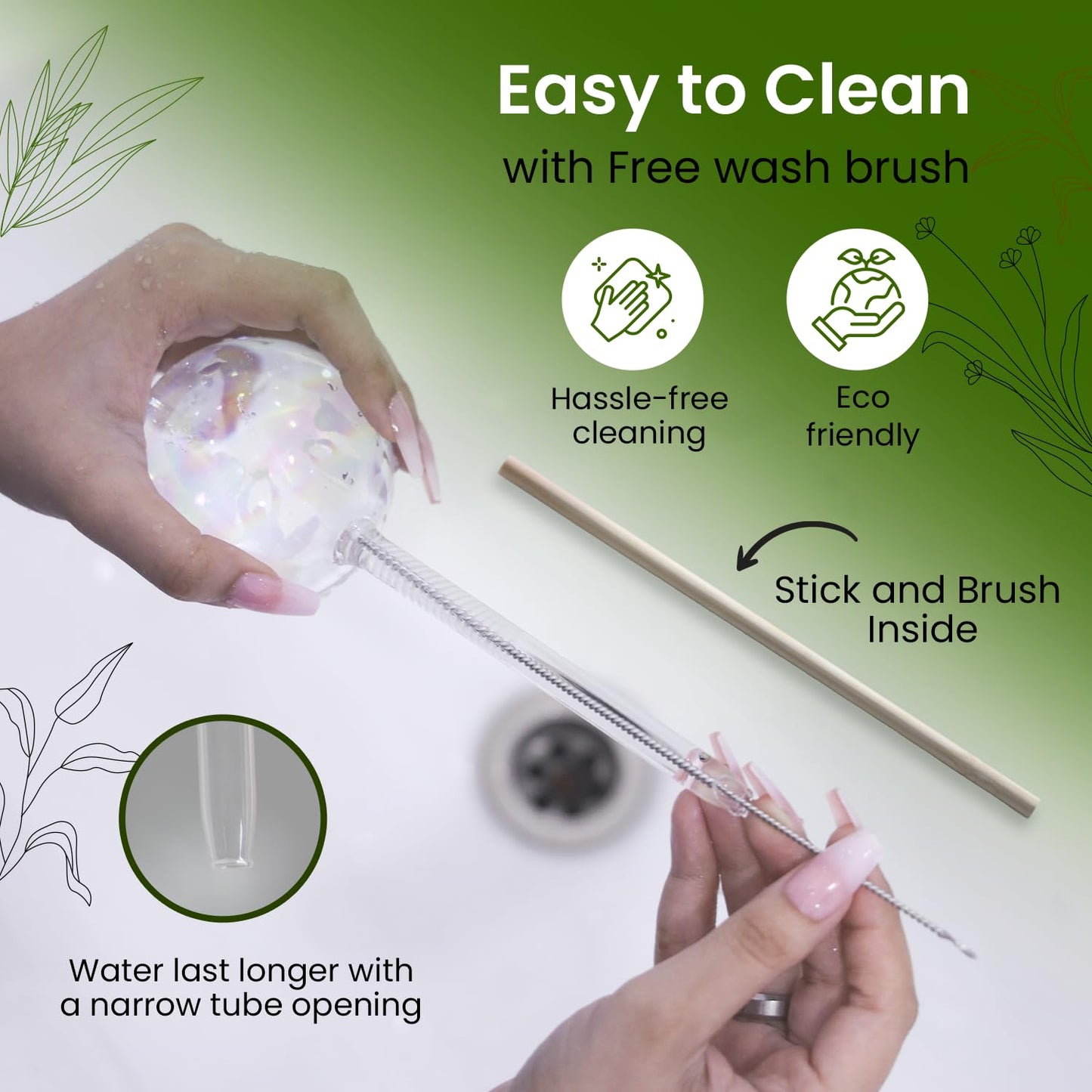 2 Pcs Iridescent Self Watering Globes, Glass Rainbow Plant Watering Globes, Self Watering Planter Insert, Automatic Plant Waterer Indoor, Plant Watering Devices, Plant Water Globes, Watering Bulb