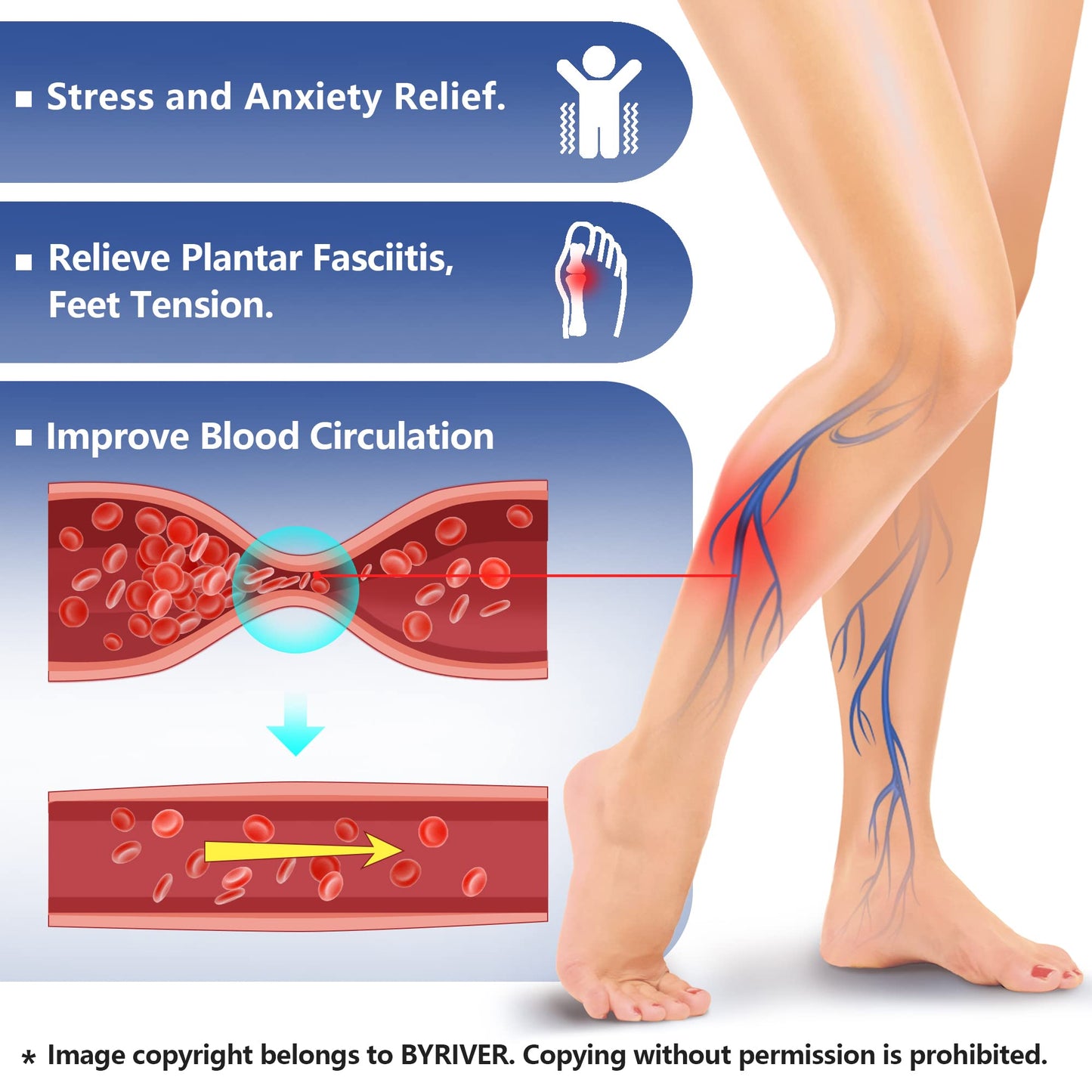 BYRIVER Acupressure Foot Massage Mat, Reflexology Tools, Spiky Ball Roller Therapy Sandals Shoes Slippers, Relief Muscle Fatigue, Sciatica, Heel, Lower Back Pain (03L)