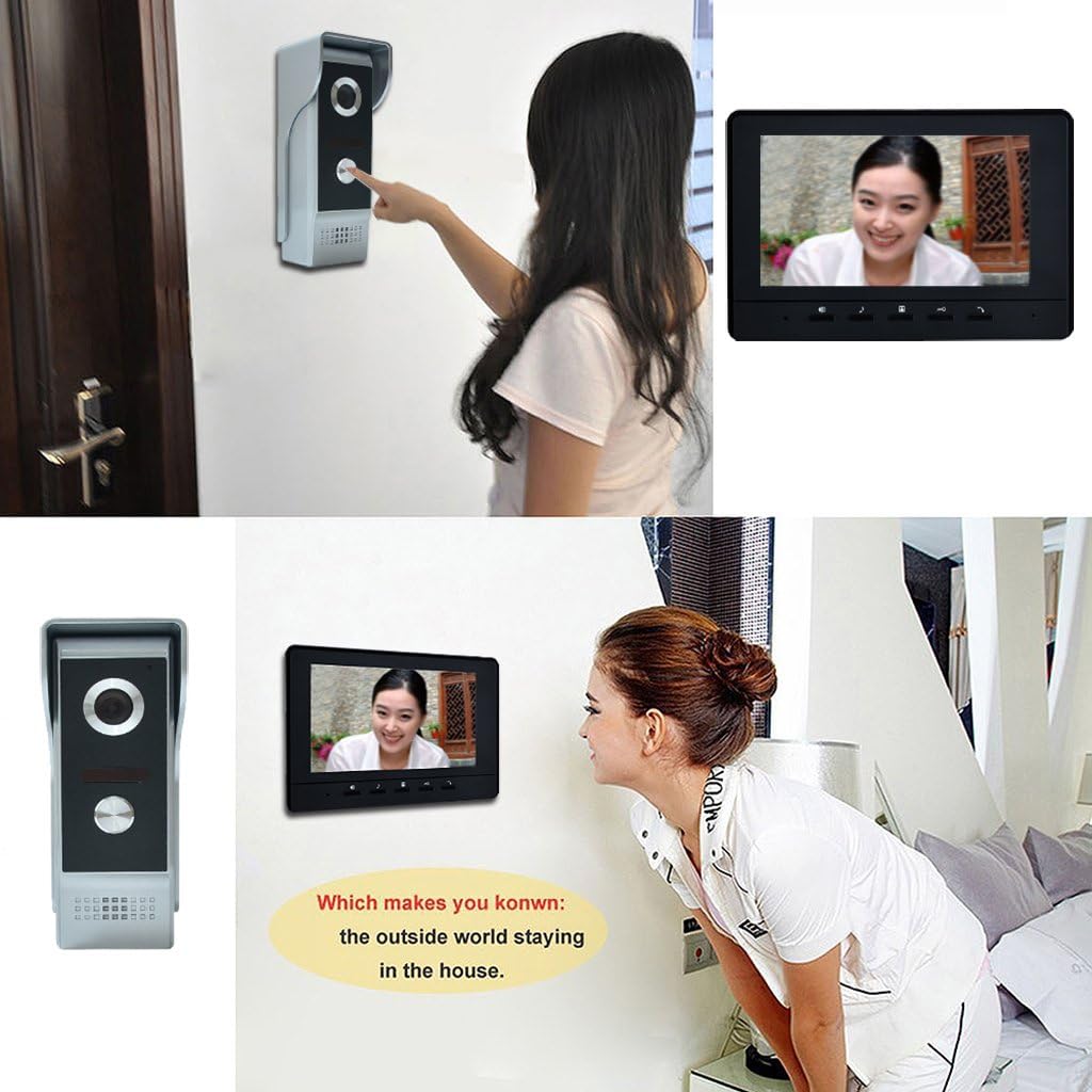 Wired Video Intercom System, 7 Inches Video Doorbell Door Phone System, HD Camera Kits Support Unlock, Monitoring, Dual-Way Intercom for Villa Home Office Apartment