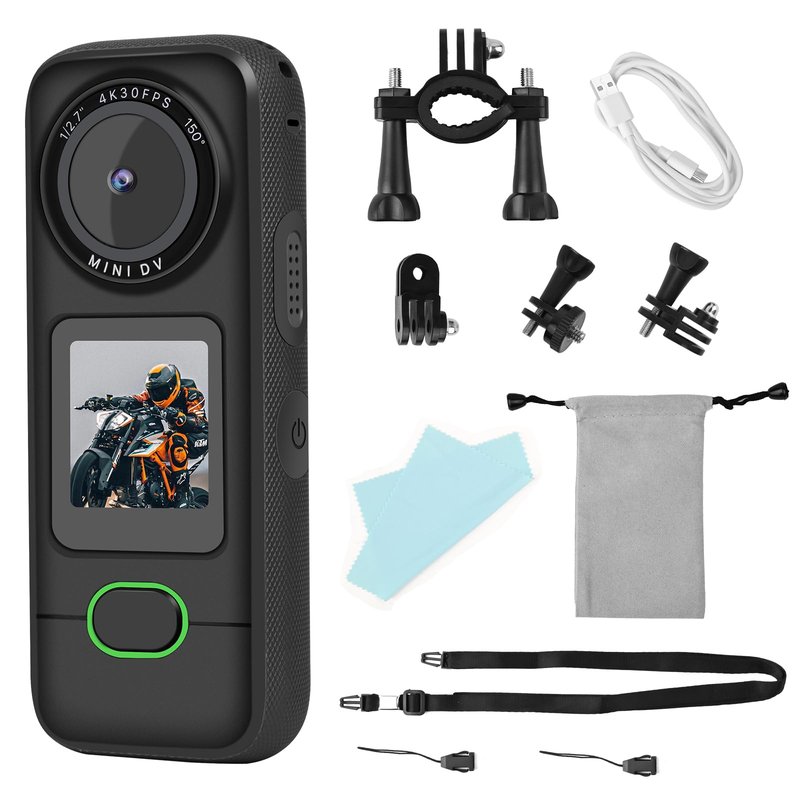 YYCAMUS Waterproof Action Camera with 1/1.27"" Sensor, 4K Video Streaming 20MP Photos Stabilization Video Camera, 1.4"" IPS Touchscreen Dual Microphones Webcam WiFi Camera Body Cam, Black
