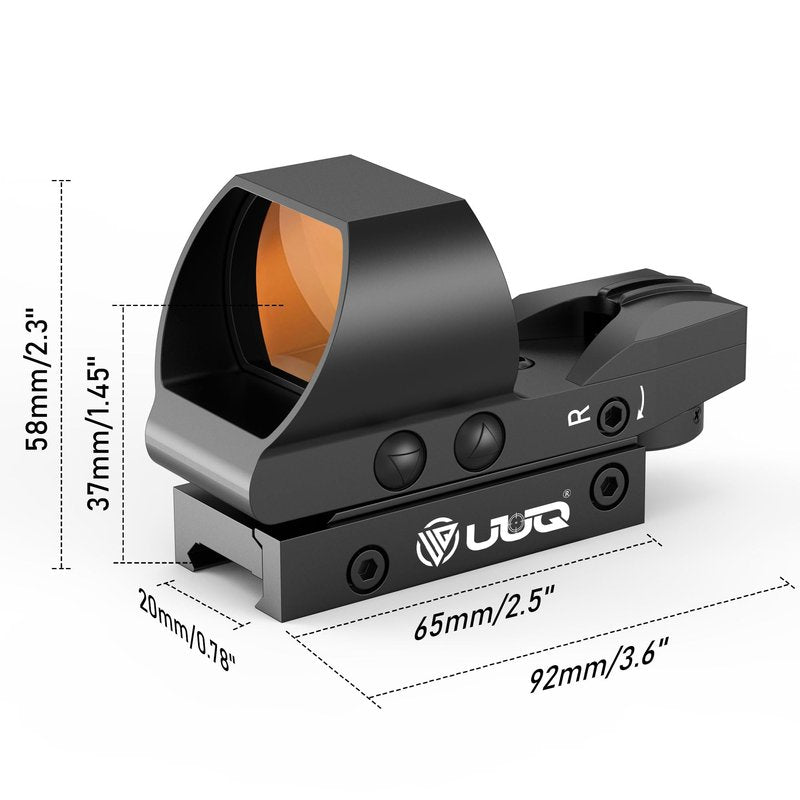 UUQ Rechargeable Reflex Sight,1x28x40mm Red Dot Optic with Charging Port,Multiple reticles,Compatible with Picatinny Rails,Supports Co-Witness
