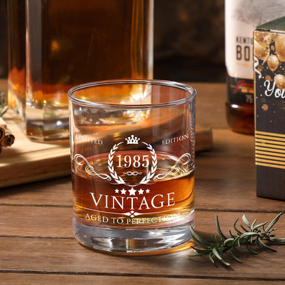 AOZITA 40th Birthday Gifts for Men - 40th Birthday Decorations for Men, Party Supplies - 40th Anniversary Ideas for Him, Dad, Husband, Friends - 11oz Whiskey Glass