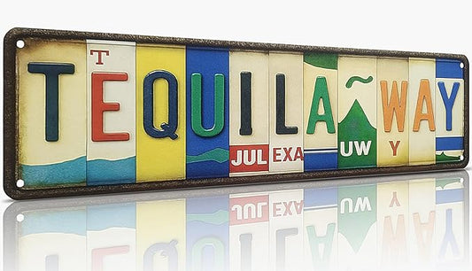 Tequila Way Metal Sign – All-Aluminum Retro Wall Decor for Home Bar, Patio Party, Poolside or Pub, Fun Gift for Tequila Lovers – 16 x 4 Inch