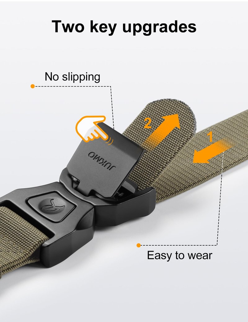 JUKMO Quick Release Tactical Belt, Military Work 1.5" Nylon Web Golf Belt with Heavy Duty Seatbelt Buckle (Coyote, Large-for Waist 42"-46" (Length 53"))