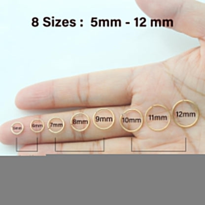 Thin Nose Rings Hoops for Women/Men,Tiny Small Gold Nose Rings 22g for Nose Piercings (1pc - 22 gauge - 7mm,14K Gold Filled)
