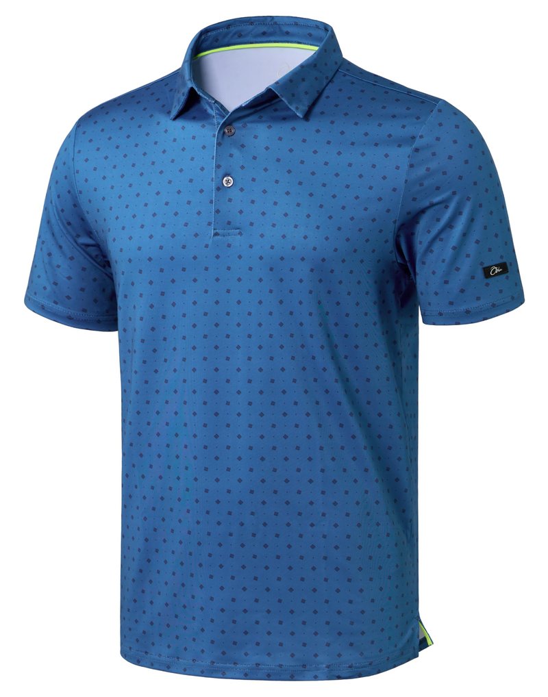 Obla Mens Golf Polo Shirts Short Sleeve Dry Fit Performance Moisture Wicking Casual Print Collared Golf Shirts for Men(Blue Circle_4XL)